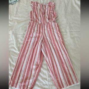 Old navy coral linen striped jumpsuit